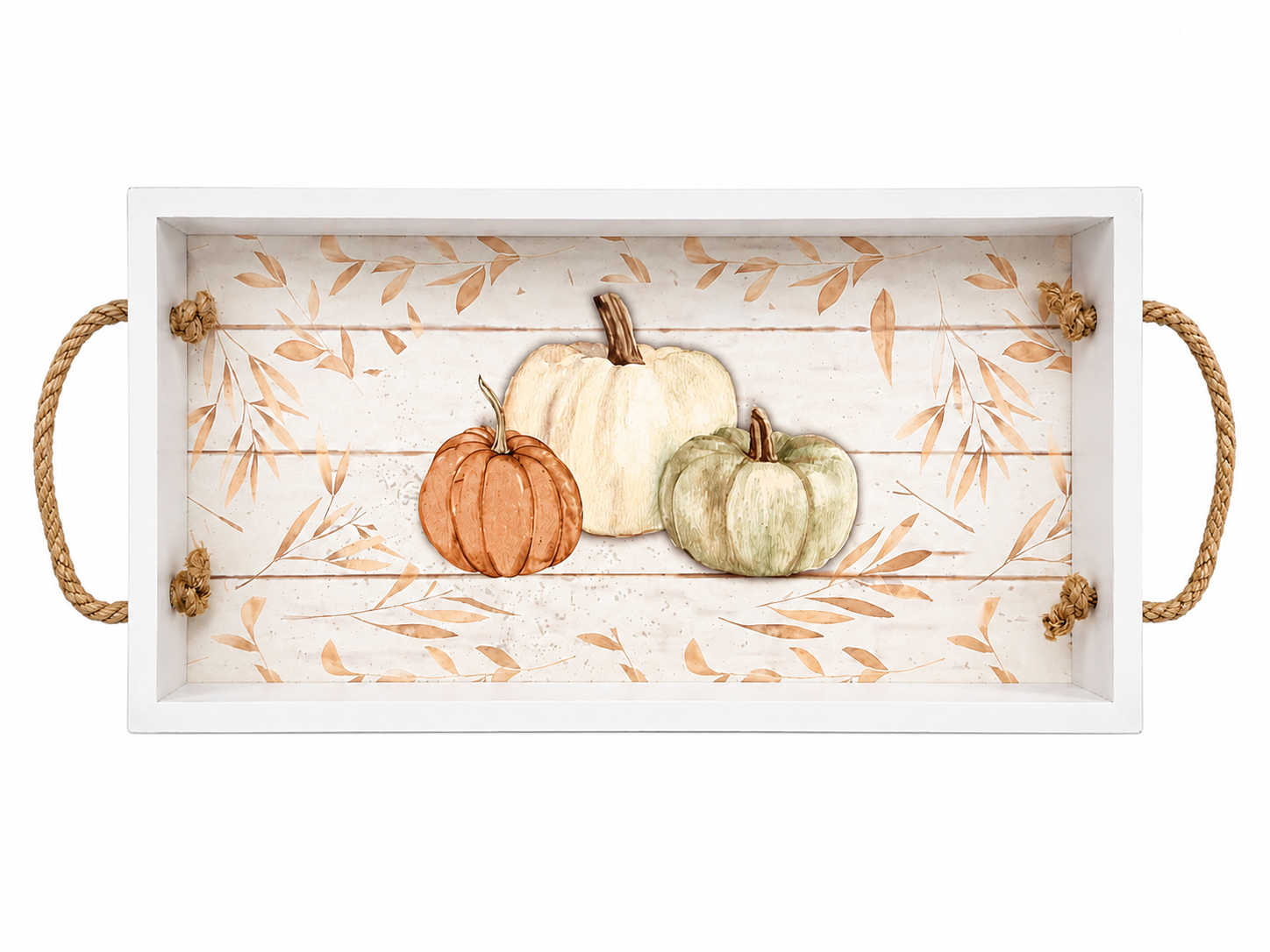 Transpac Watercolor Pumpkin Wooden Decorative Serving Tray