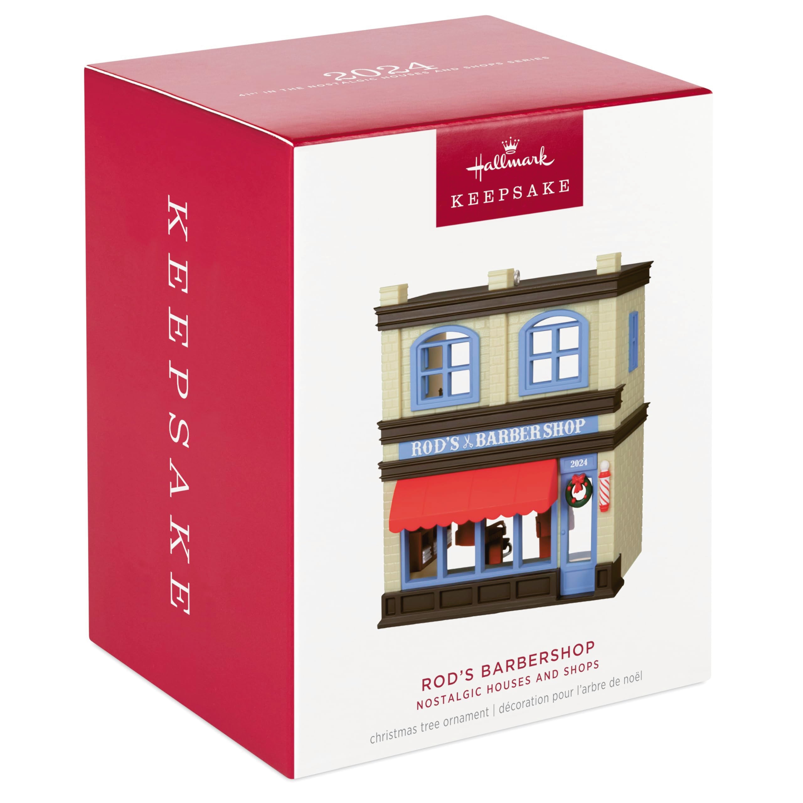 Hallmark Keepsake Christmas Ornament 2024, Nostalgic Houses and Shops Rod's Barbershop 2024, Family Gifts