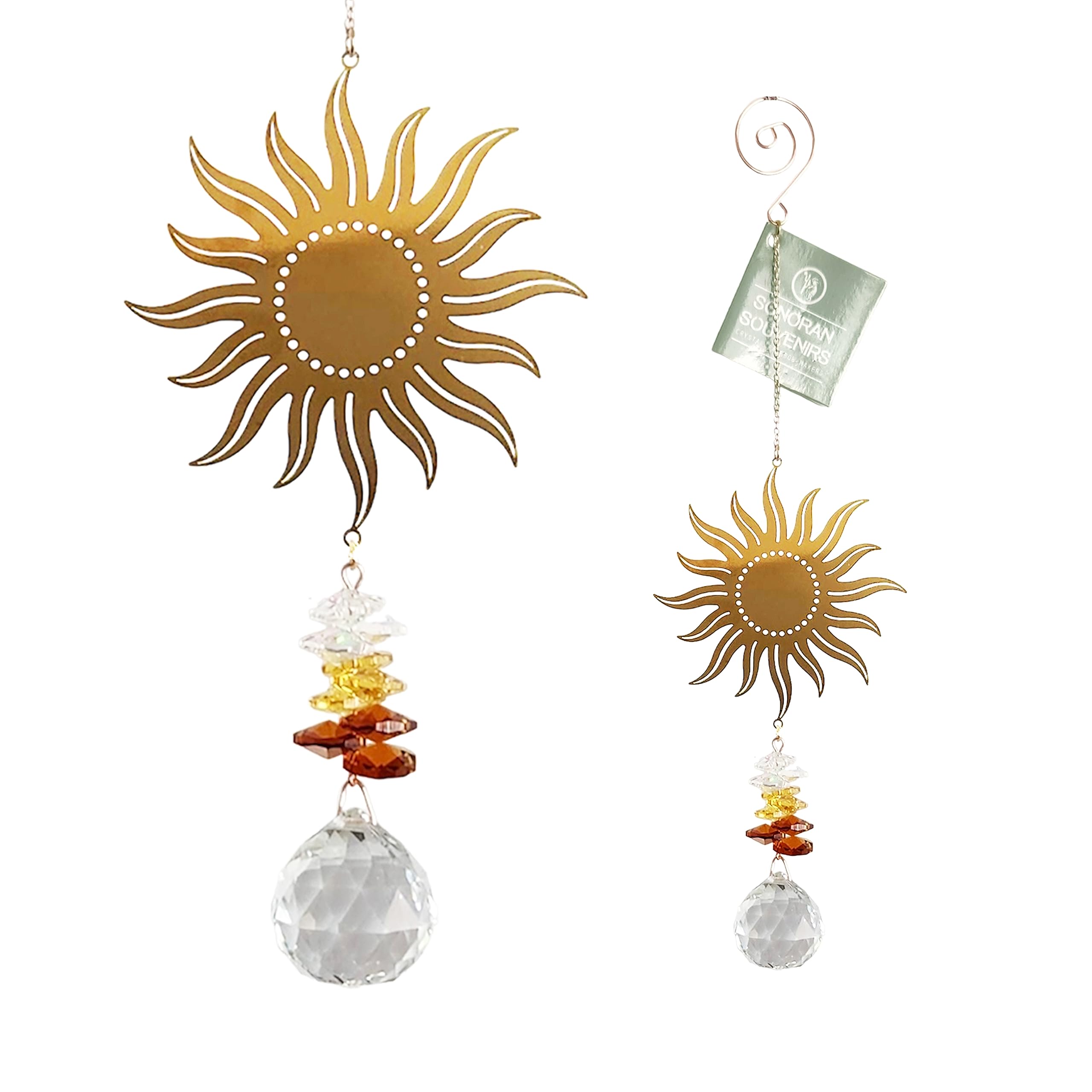 Crystal Cascade Suncatcher - Rose Gold Crystal Hanging Ornament for Windows Hanging Prism Rainbow Maker Feng Shui (Sun)