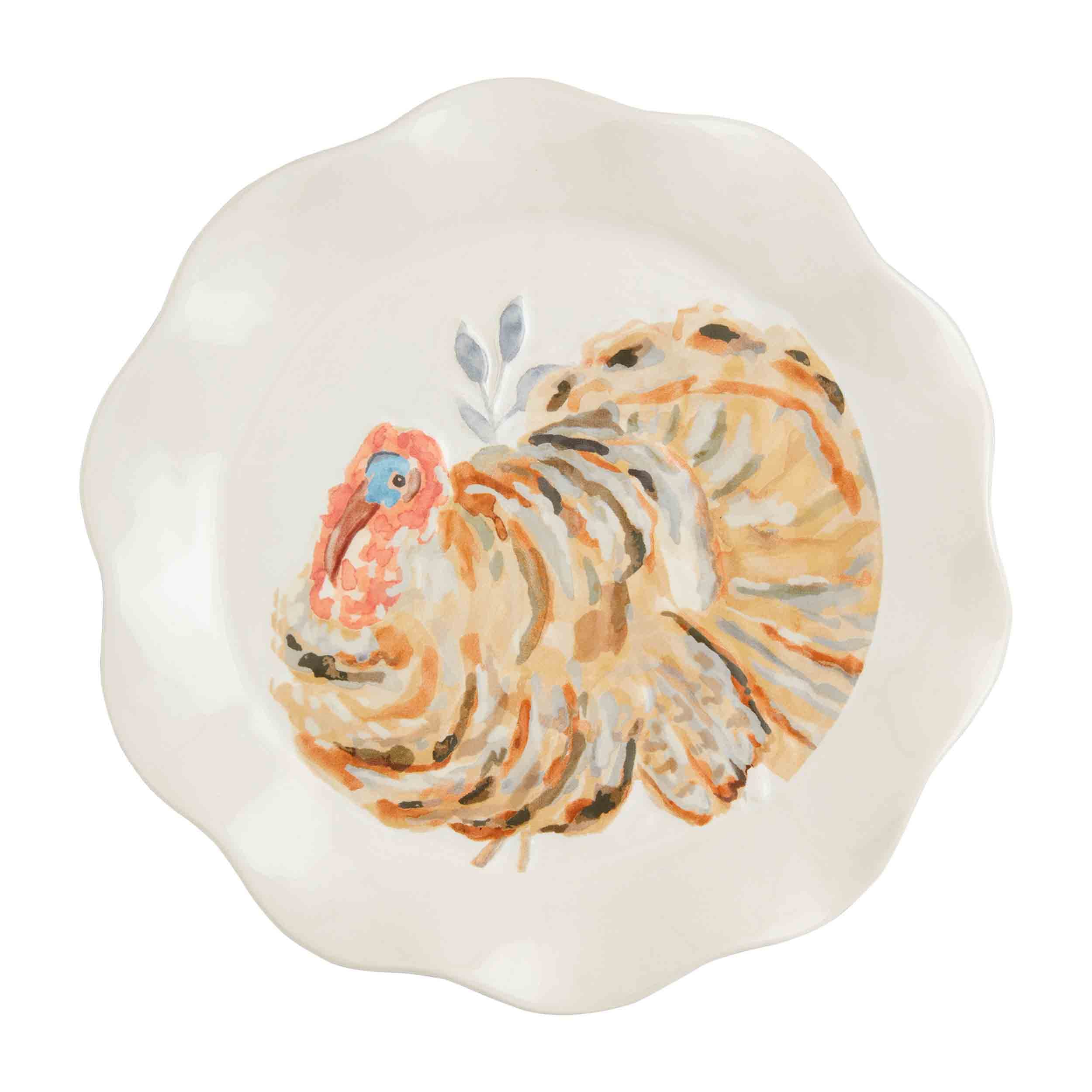 Mud Pie Thanksgiving Salad Plate, Turkey, 8"