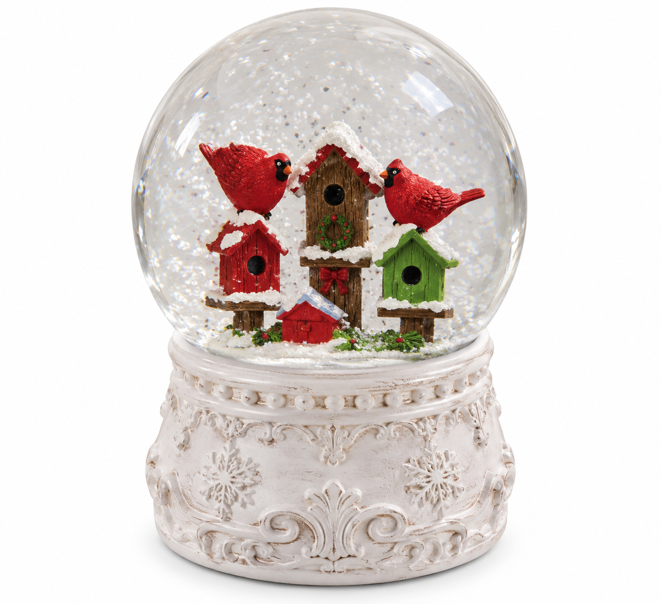 "Cardinal Birdhouse" Christmas is Forever Snow Globe