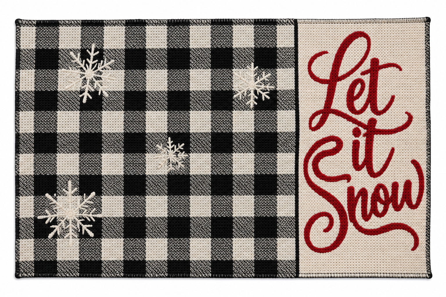 "Let It Snow" Black Buffalo Plaid Nidico Tapestry Placemat