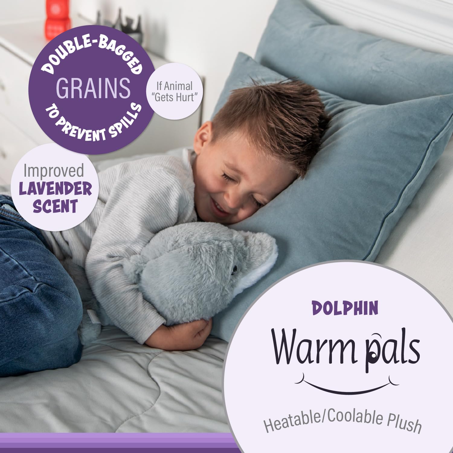 1i4 Group Warm Pals - Dolphin - Cozy Lavender Scented Plush Toys - Stuffed Animal - Coolable Bedtime Comfort Plushie