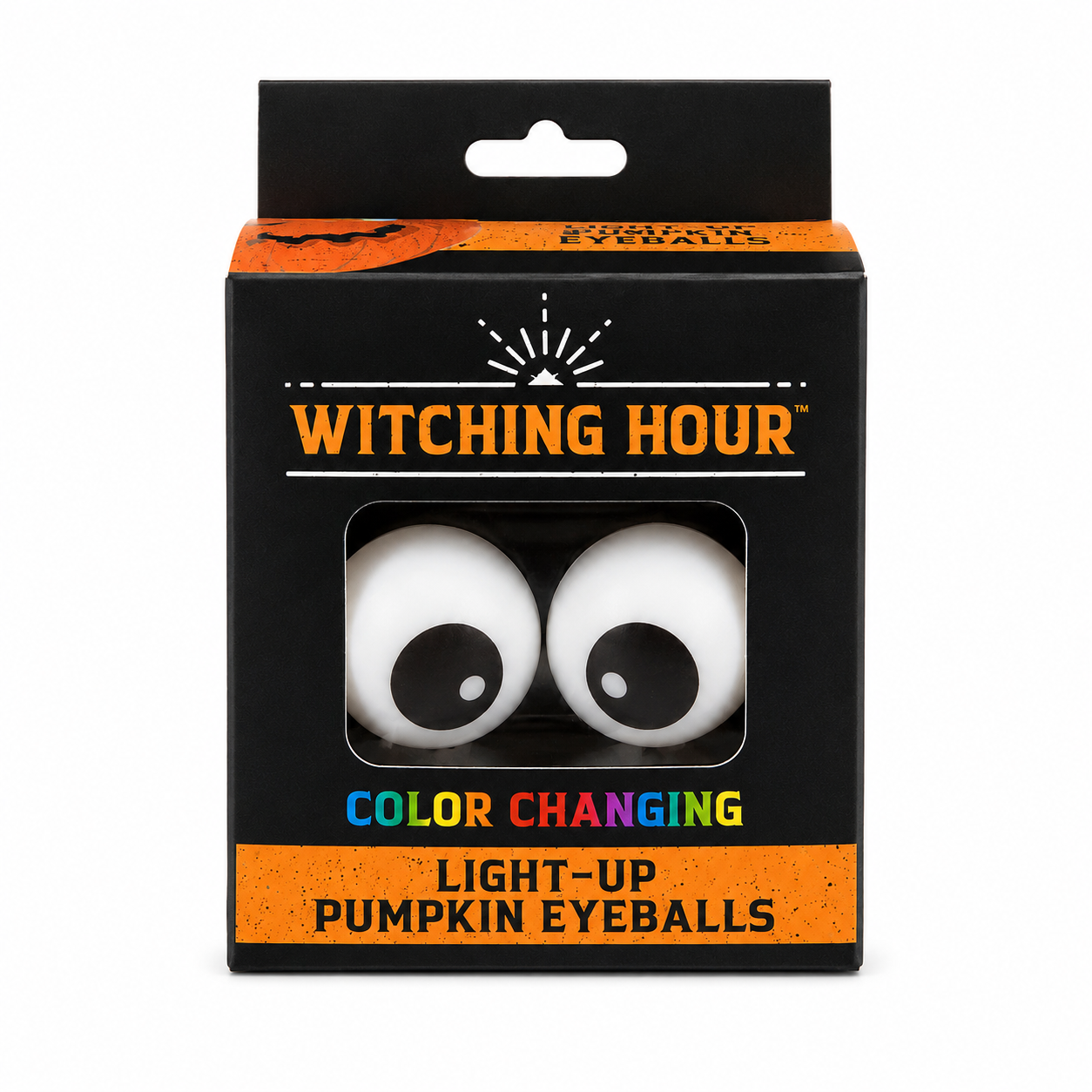 Black Halloween Witching Hour Light-Up Pumpkin Eyeballs