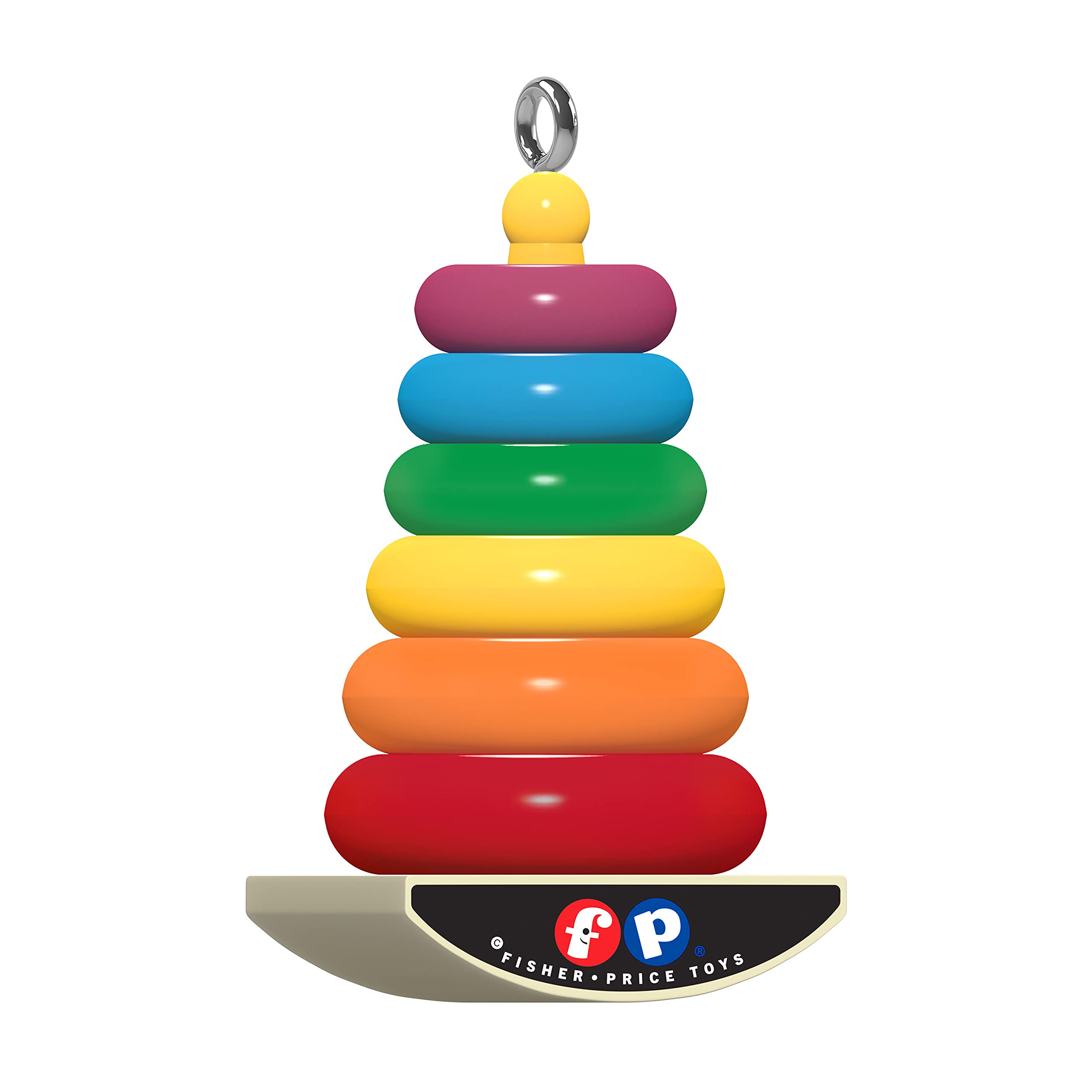 Hallmark Keepsake 0.875" Miniature Christmas Ornament 2021, Fisher-Price Rock-a-Stack Toy, Mini