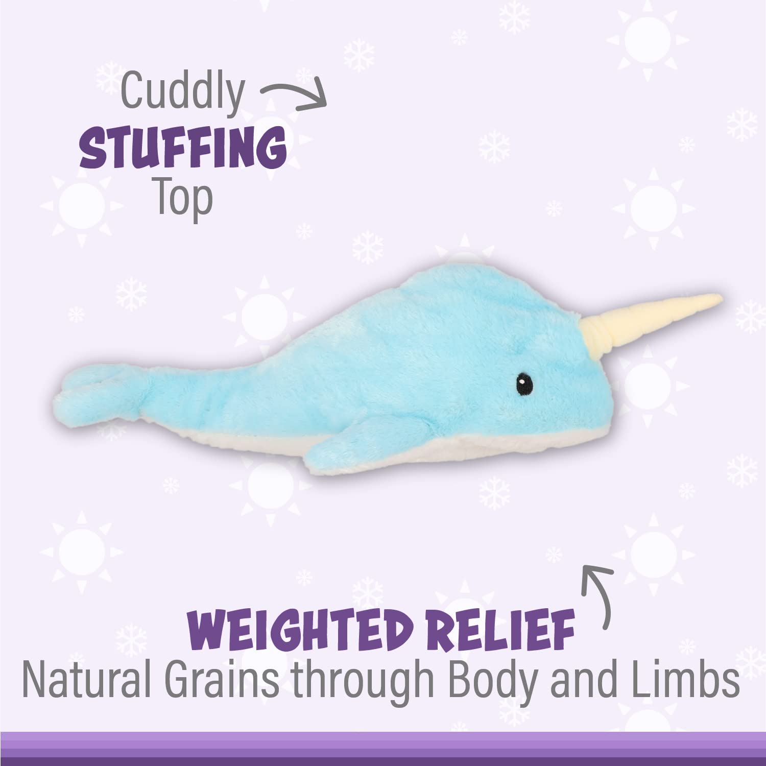 Warmies Weighted Scented Blue Narwhal Microwavable Plush NWT