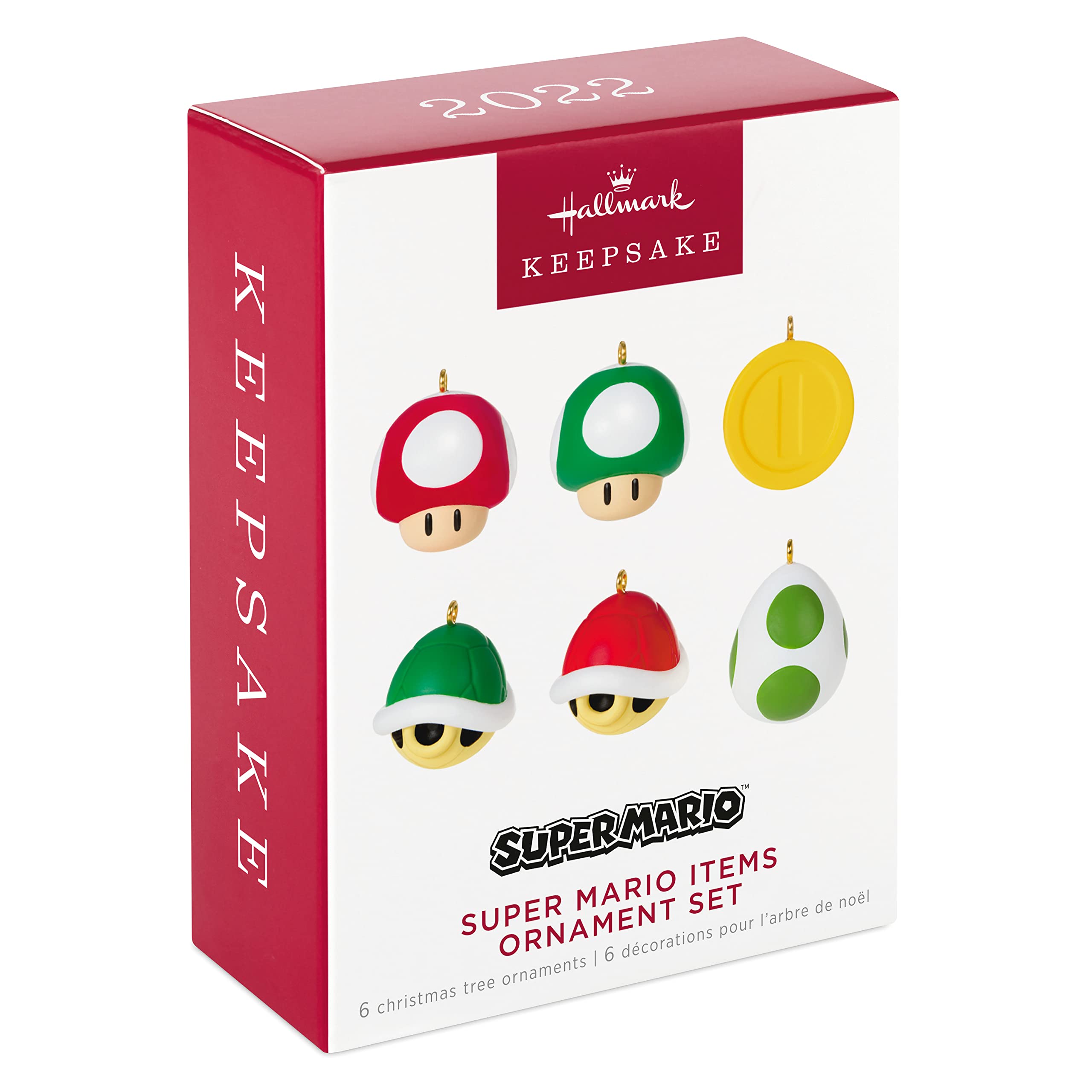 Hallmark Keepsake Miniature Christmas Ornament,Plastic, 2022, Nintendo Super Mario, Mini Set of 6