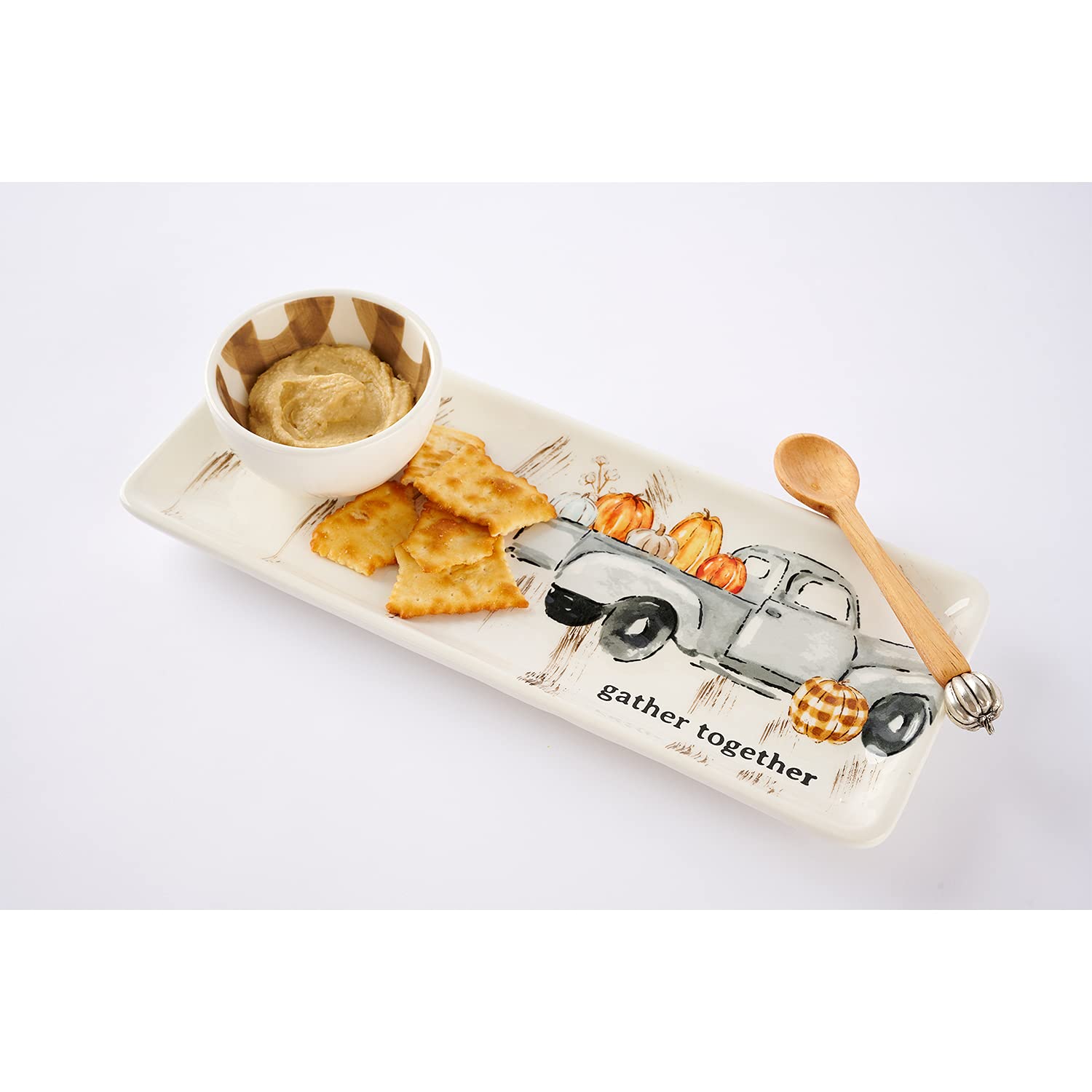 Mud Pie Harvest Chip and Dip Set, Rustic Truck, 5" x 12"