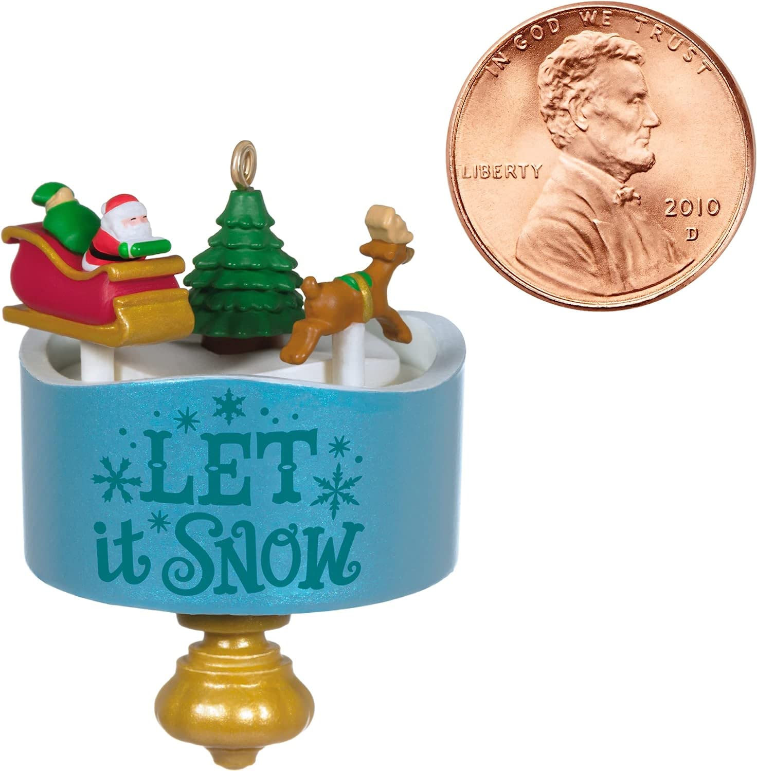 Hallmark Keepsake 1.45" Miniature Christmas Ornament 2022, Santa’s Little Spin, Mini