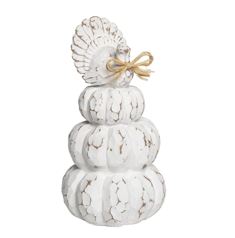 Transpac Resin Turkey on Stacked Pumpkins Decor