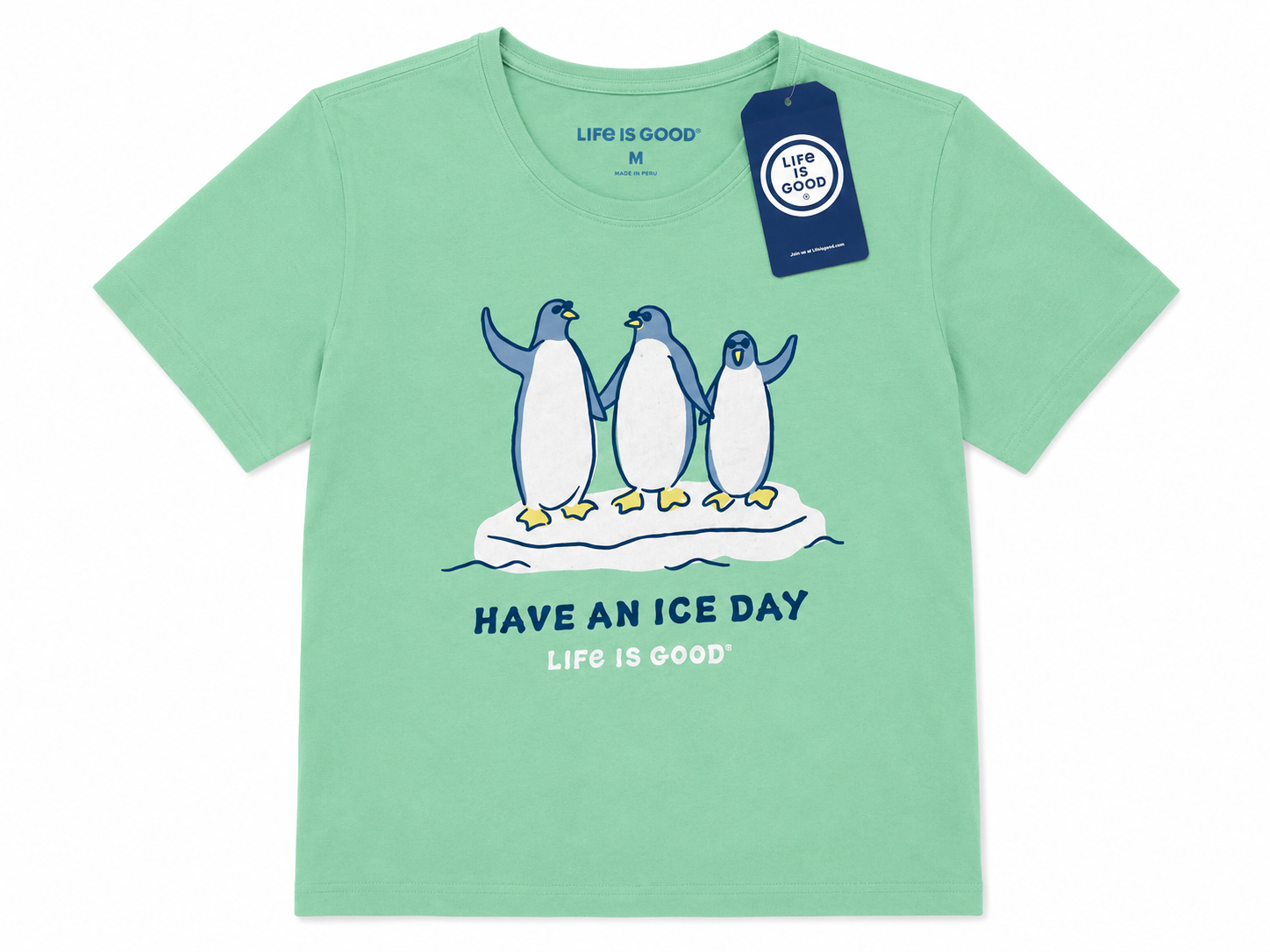 Medium Life is Good "Have an Ice Day" Green Crusher Christmas T-Shirt