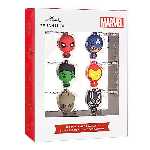 Hallmark Marvel Super Heroes Miniature Christmas Ornaments,Plastic, Set of 6