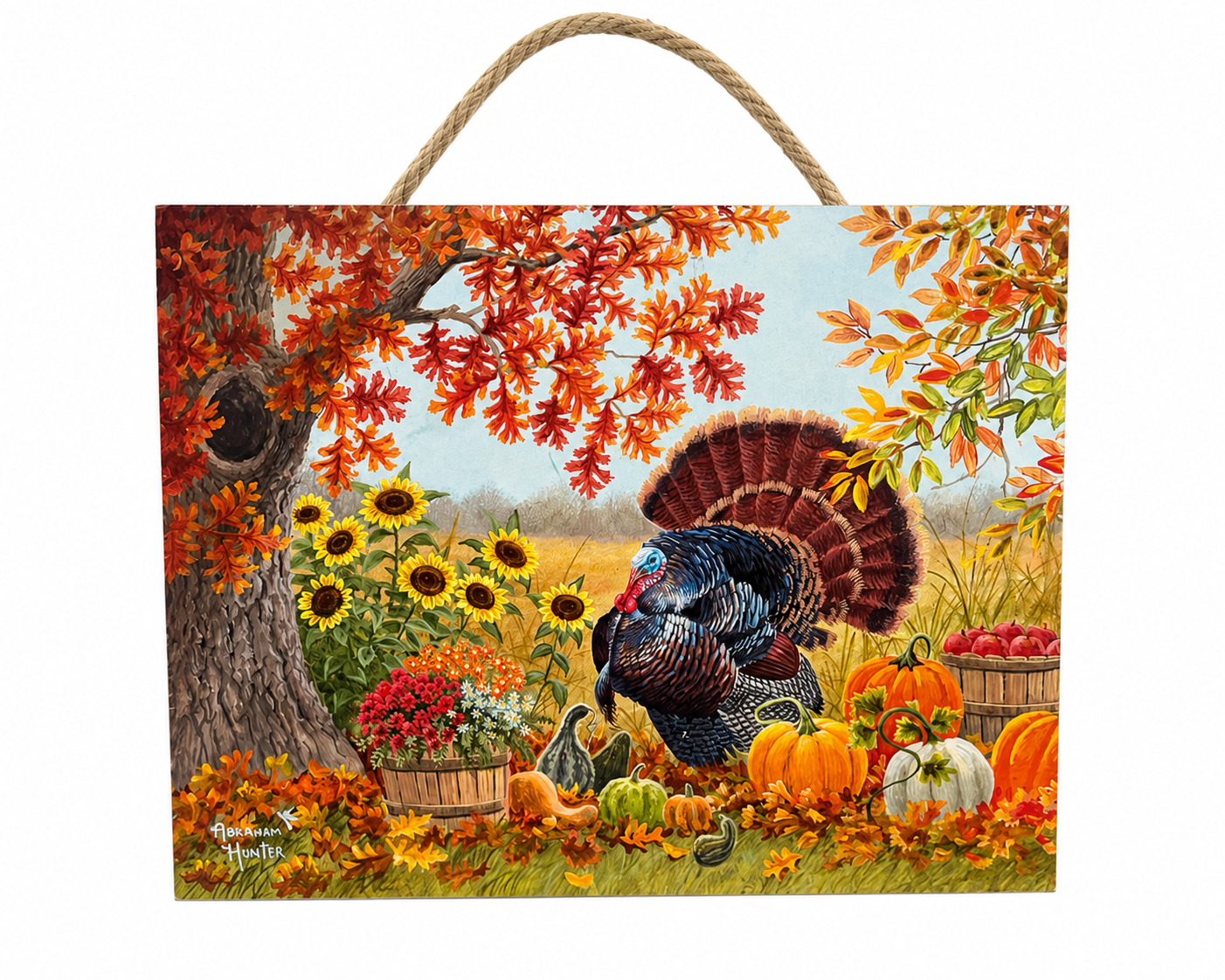 Prints Charming Autumn Turkey Hanging Wooden Wall Art