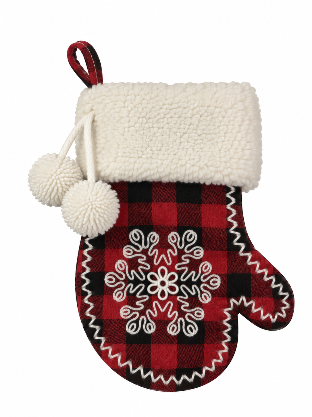Red & Black Plaid Mitten-Shaped Mini Christmas Stockings