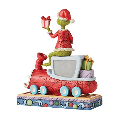 Enesco Jim Shore Dr. Seuss The Grinch on Train Figurine, 8.07 Inch, Multicolor