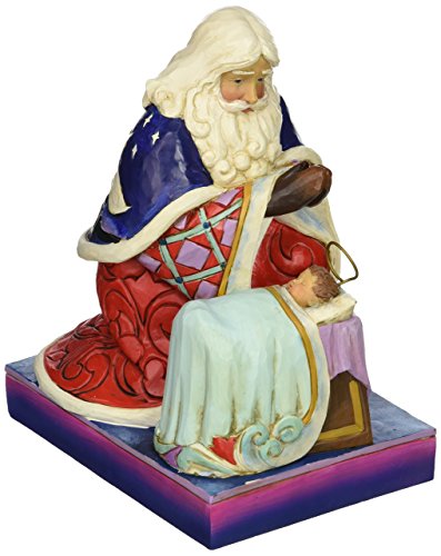 Jim Shore Heartwood Creek Santa with Angel and Baby Jesus Stone Resin Figurine, 6.6”