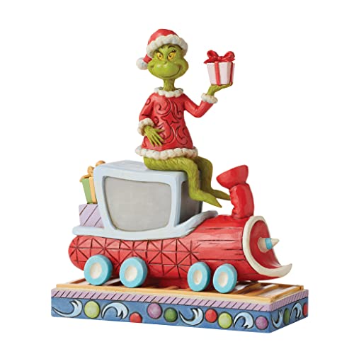 Enesco Jim Shore Dr. Seuss The Grinch on Train Figurine, 8.07 Inch, Multicolor