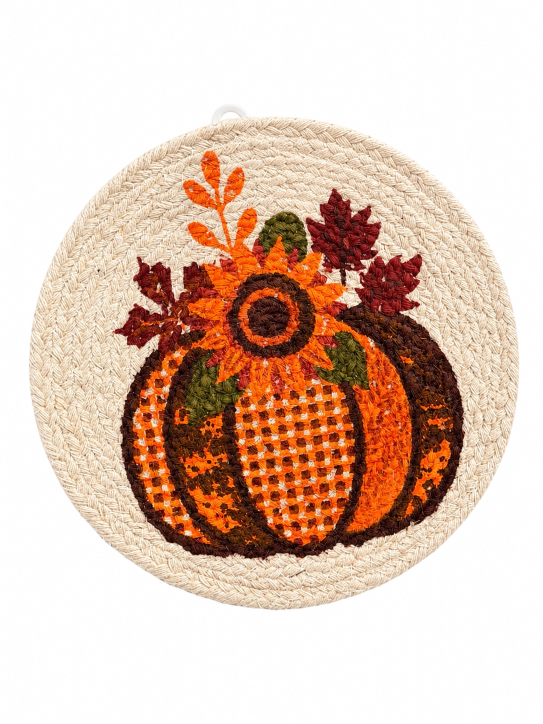 Nidico Harvest Pumpkin & Sunflower Braided Placemat – Round Autumn Woven Table Mat