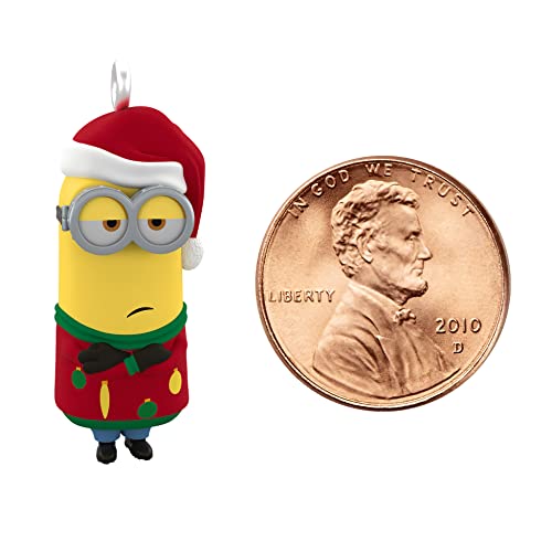 Hallmark Keepsake 1" Miniature Christmas Ornament 2022, Mini Minions A Tiny Bit Festive