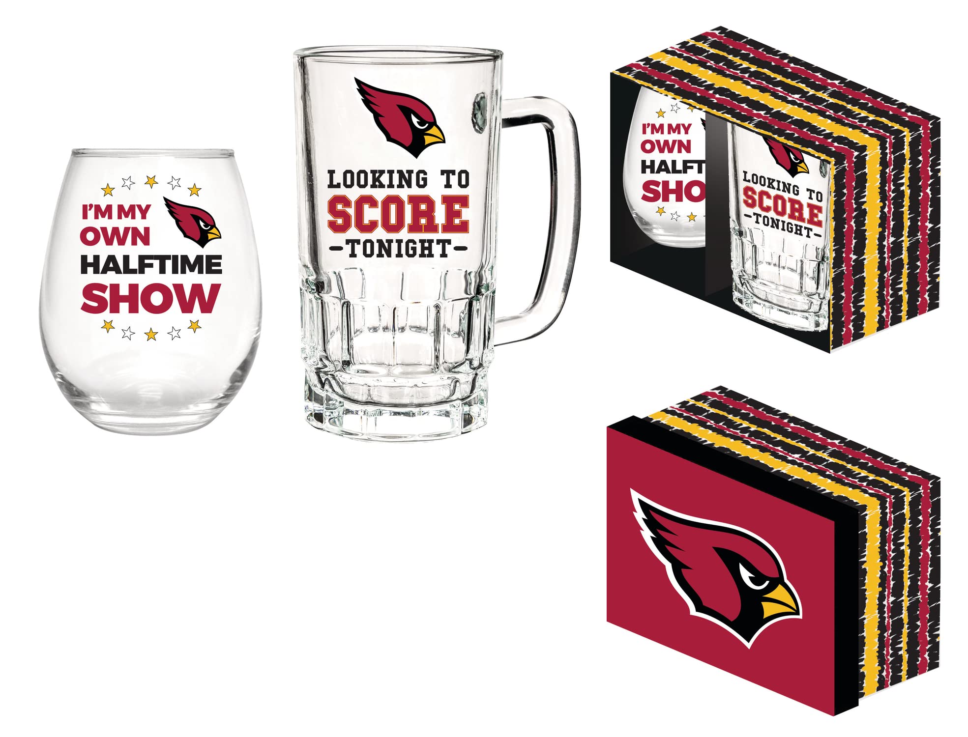 Arizona Cardinals Wine Glass and Beer Mug Set