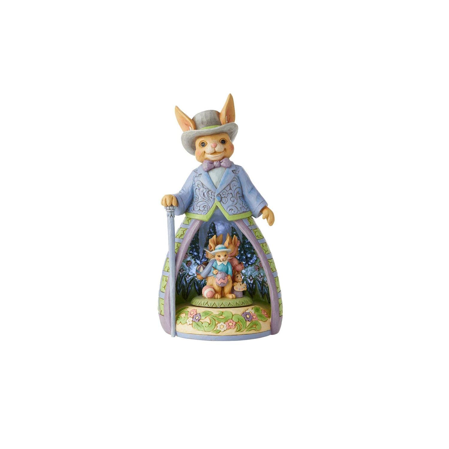 Enesco Jim Shore Easter Bunny with Hat Lighted Rotator Figurine, 11.12in H, Stone Resin