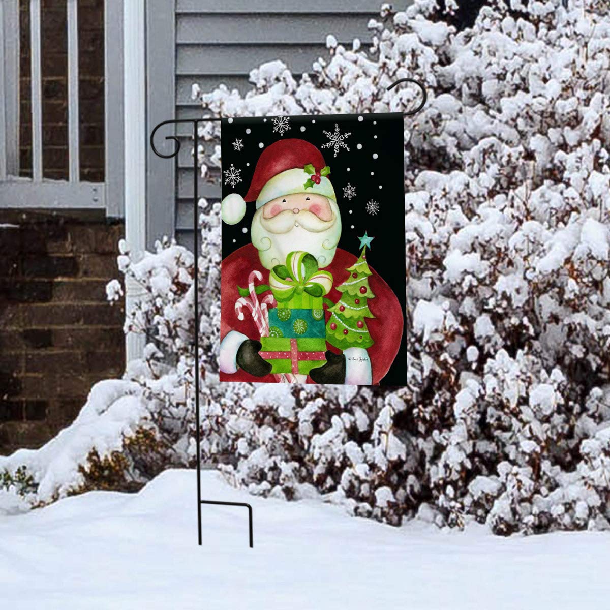 Briarwood Lane 12.5" x 18" Premium Santa with Green Gifts & Christmas Tree Garden Flag
