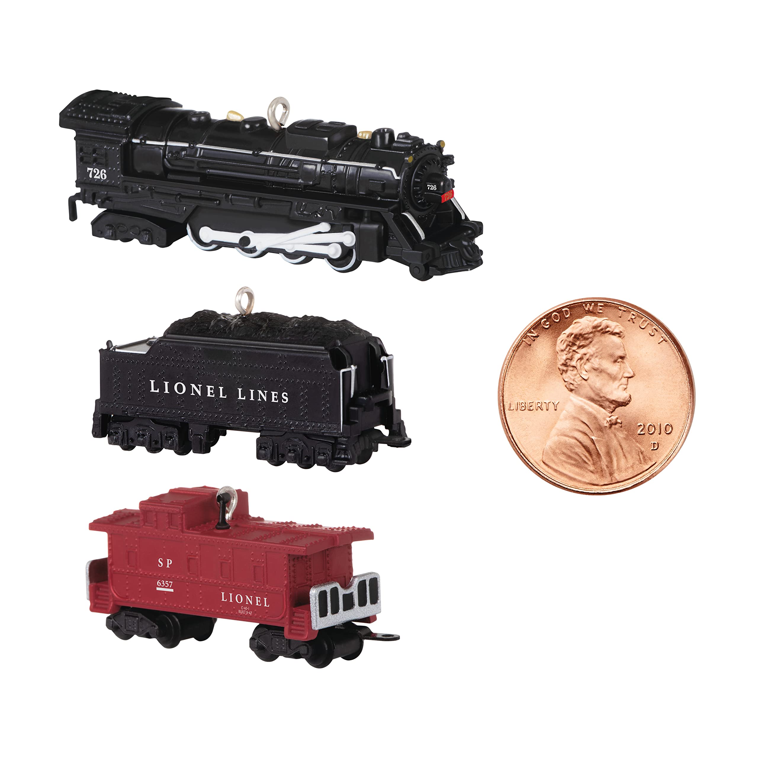 Hallmark Keepsake Miniature Plastic Christmas Ornament 2022, Lionel 2129WS Freight, Mini Set of 3