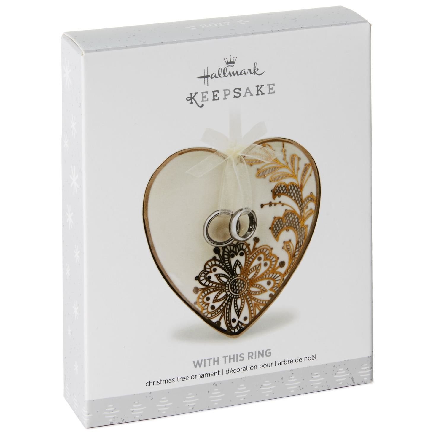 Hallmark 1995QHX1002 Wedding Heart and Rings Keepsake Christmas Ornaments