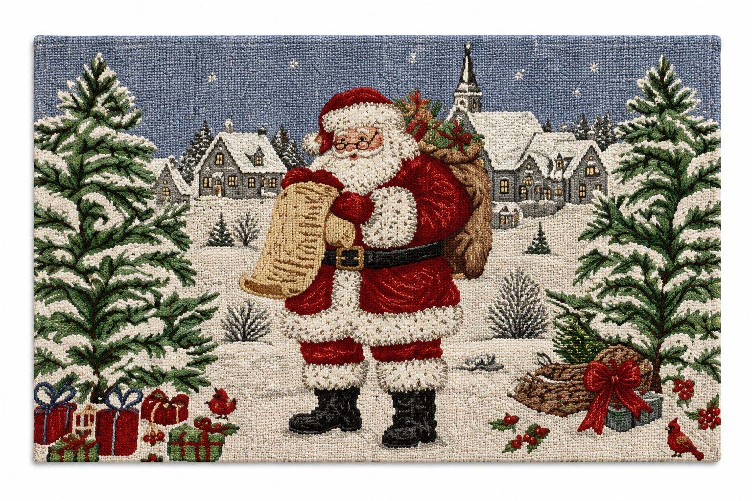 Santa Claus Winter Village Nidico Tapestry Placemat