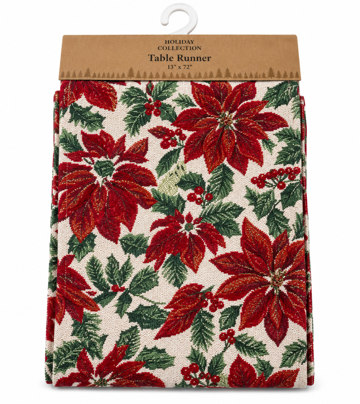 Poinsettia Floral Holiday Collection Nidico Tapestry Table Runner (13 x 54)