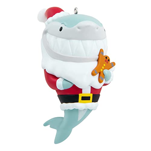 Hallmark Keepsake Plastic Christmas Ornament 2022, Toothsome Tidings Santa Shark Ornament