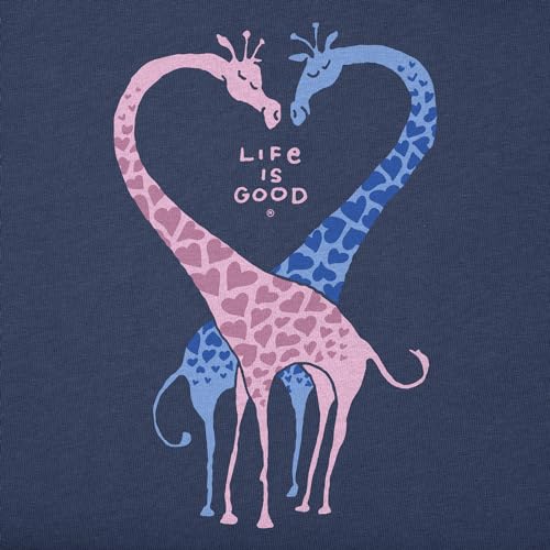 LG Life is Good Women's Heart Giraffes Graphic Crusher Crewneck T-Shirt