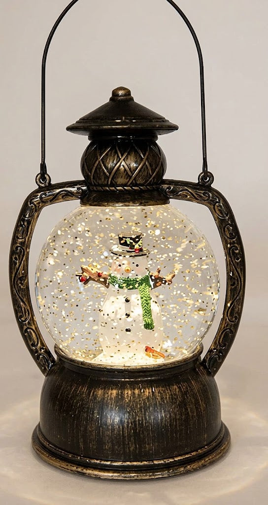 "Snowman and Cardinal" Christmas Is Forever 10.25" Lighted Water Globe Lantern