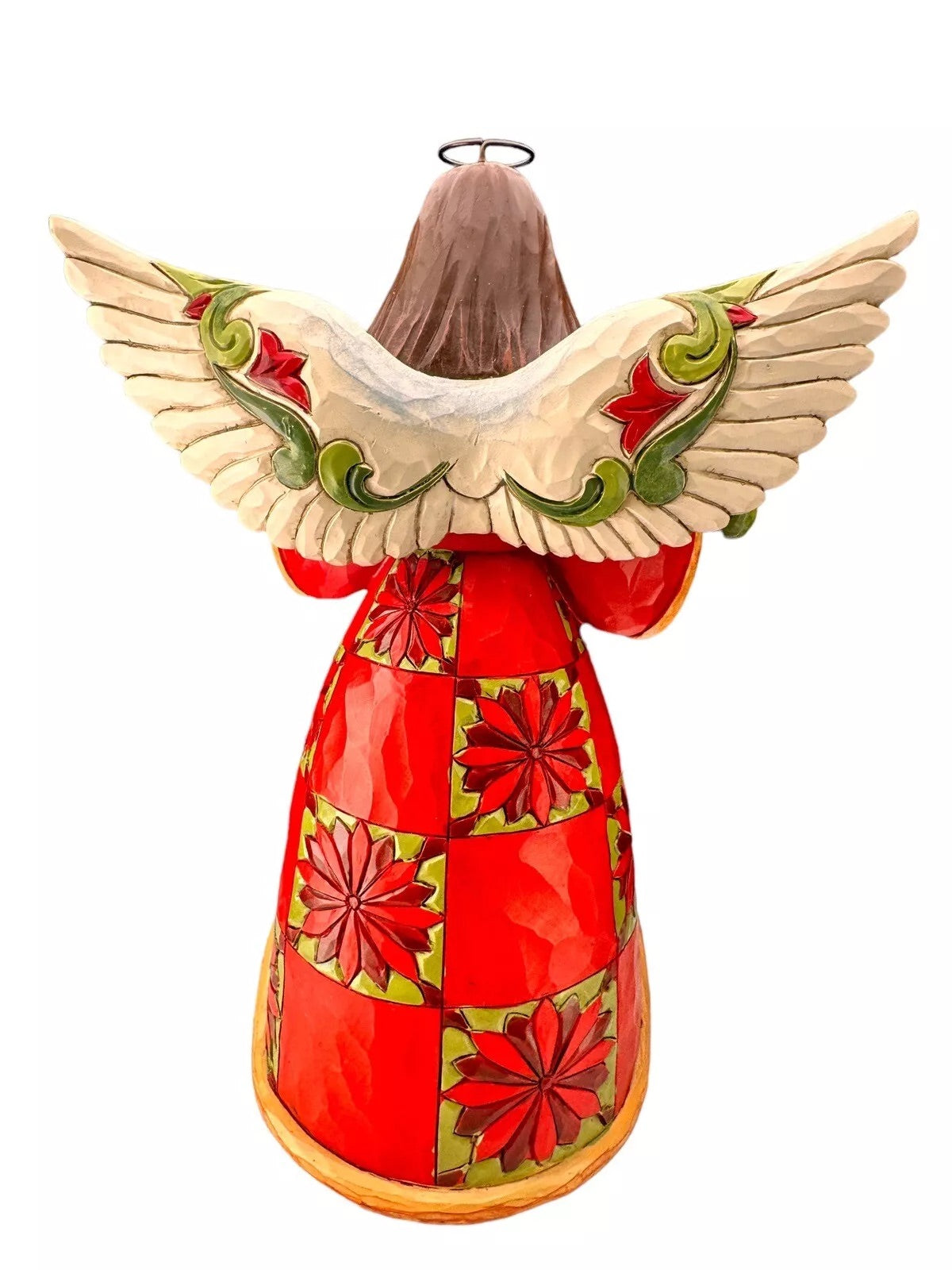 Jim Shore Figurine "Christmas Beauty" Red/Green Angel with Poinsettia