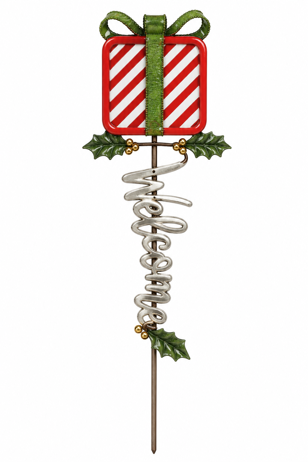 Rustic Metal Gift Box "Welcome" Garden & Planter Stake