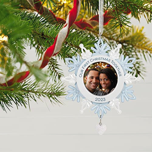 Hallmark Keepsake Christmas Ornament 2023, Our First Christmas Together Snowflake Photo Frame, Picture Gift