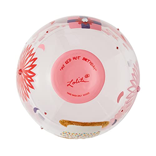 Enesco Designs by Lolita My Red Hot Birthday Hand-Painted Artisan Stemless Wine Glass, 20 Ounce, Multicolor