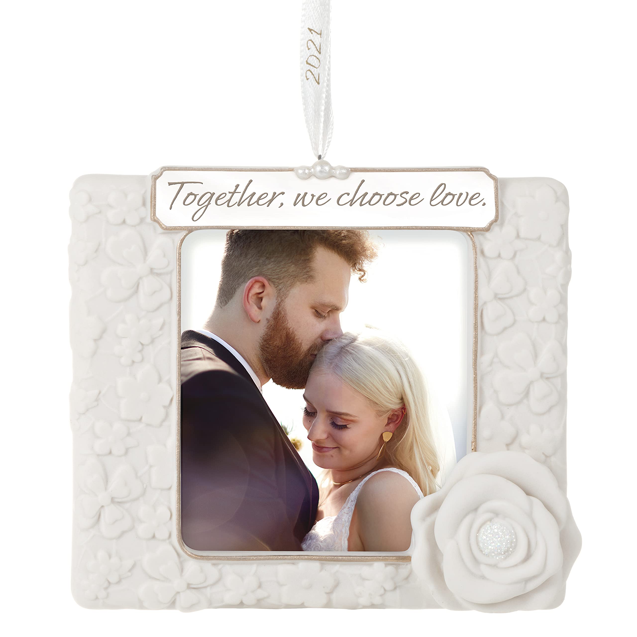 Hallmark Keepsake Christmas Ornament 2021 Year-Dated, We Choose Love Photo Frame, Porcelain