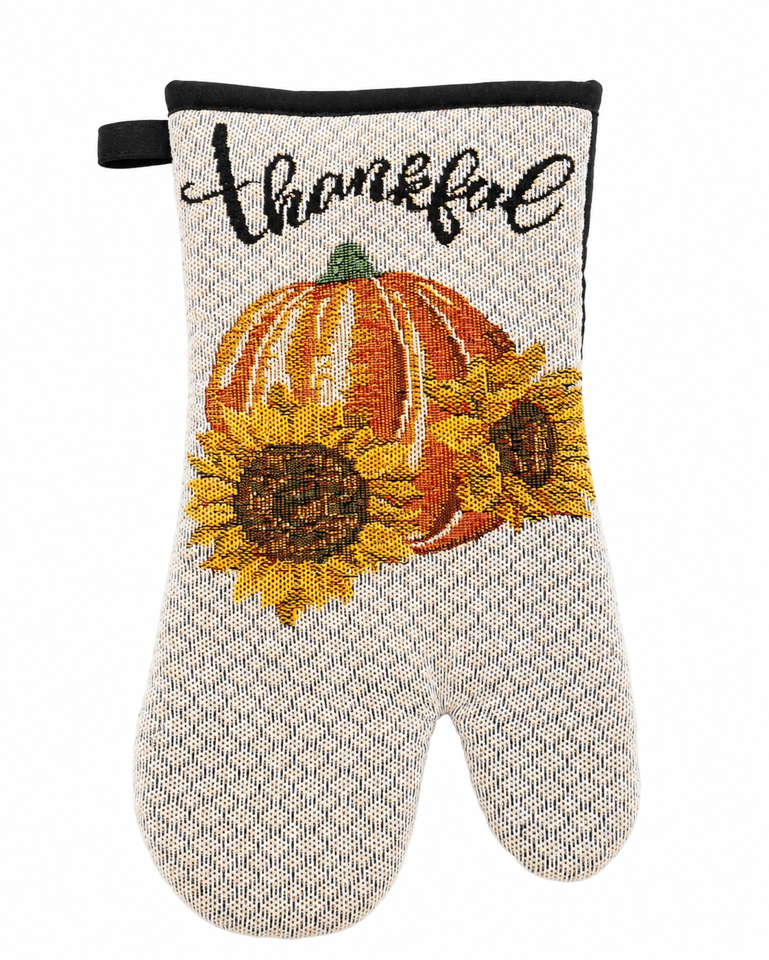 Nidico "Thankful" Autumn Harvest Tapestry Oven Mitt – Thanksgiving Pumpkin & Sunflower Kitchen Heat Resistance Glove