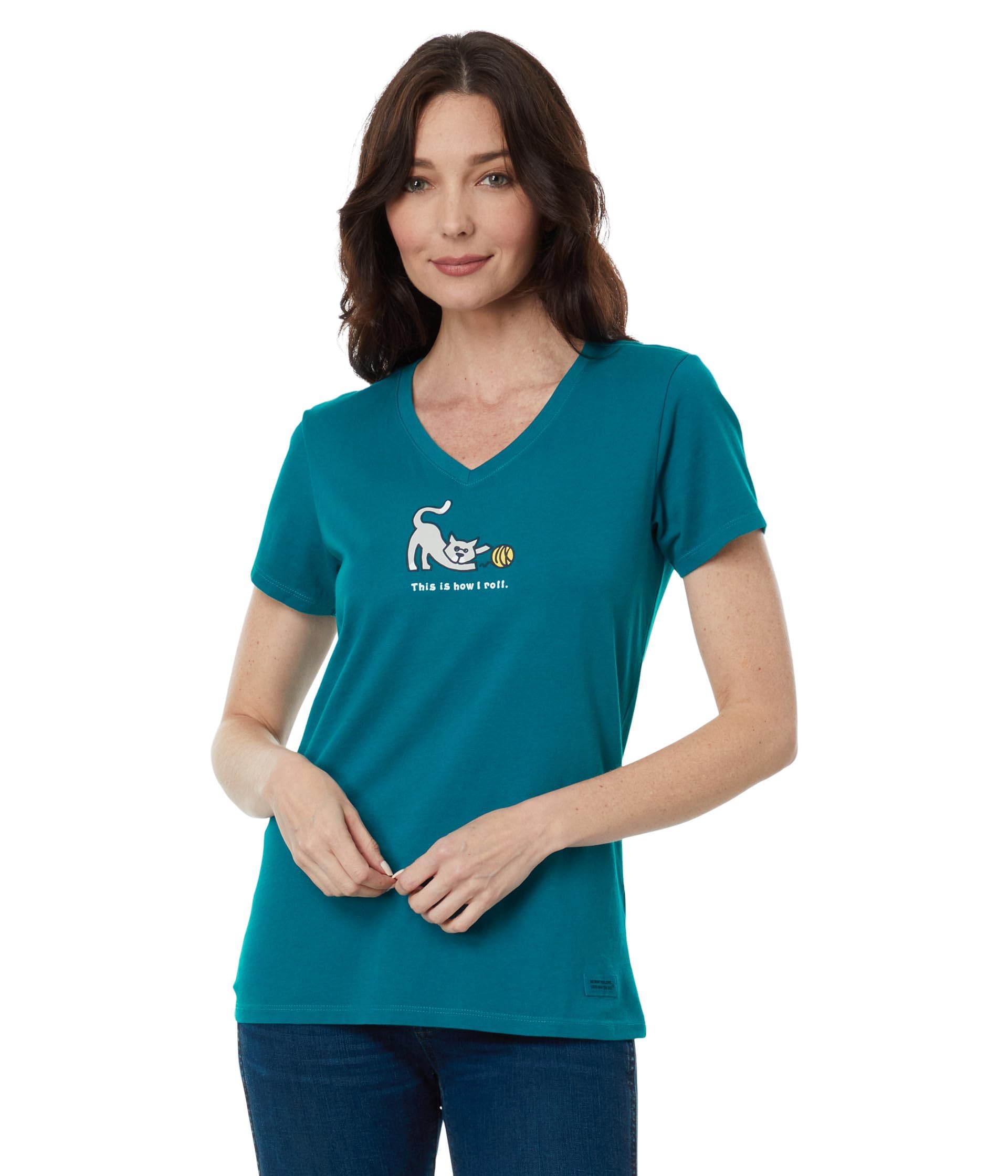 2XL Life is Good "How I Roll" Cat Short Sleeve Crusher T-Shirt