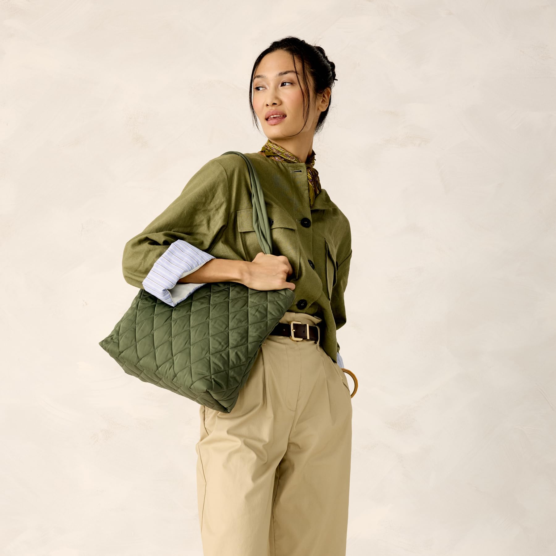 Vera Bradley Performance Twill Small Original Tote, Bronze Green