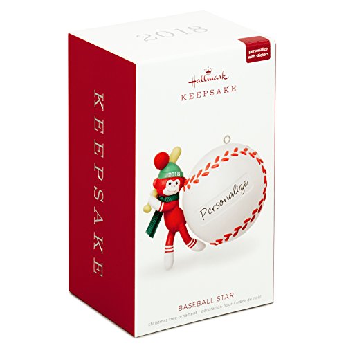 Hallmark Keepsake Personalized Christmas Ornament 2018 Year Dated, Baseball Star Sock Monkey