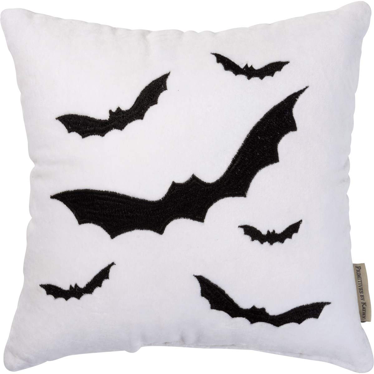 Luxe Velvet Chikan Stitched Throw Pillow, 12 x 12-Inch, Bats