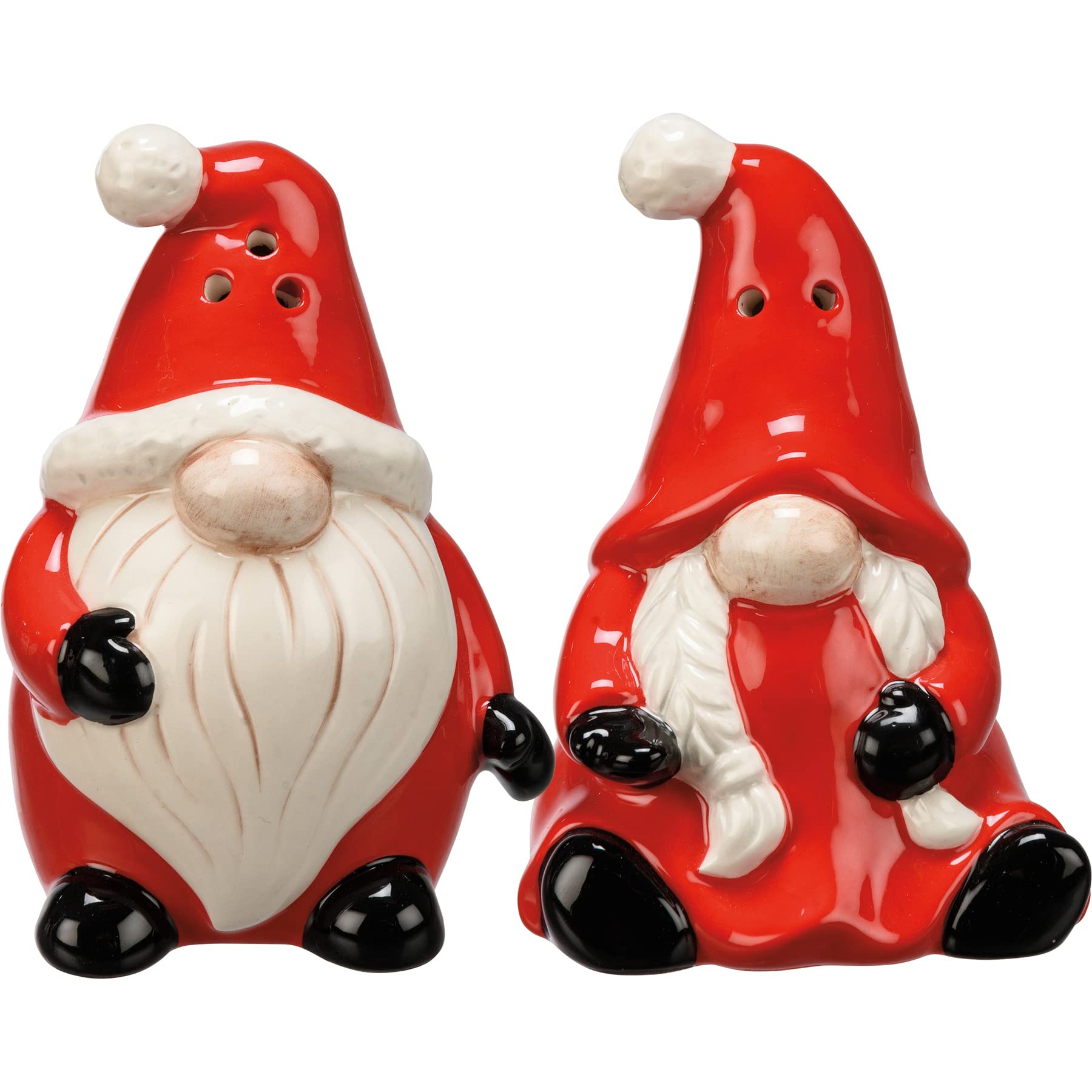 Salt & Pepper Set of 2 ceramic Santa & Gnome shaped shakers