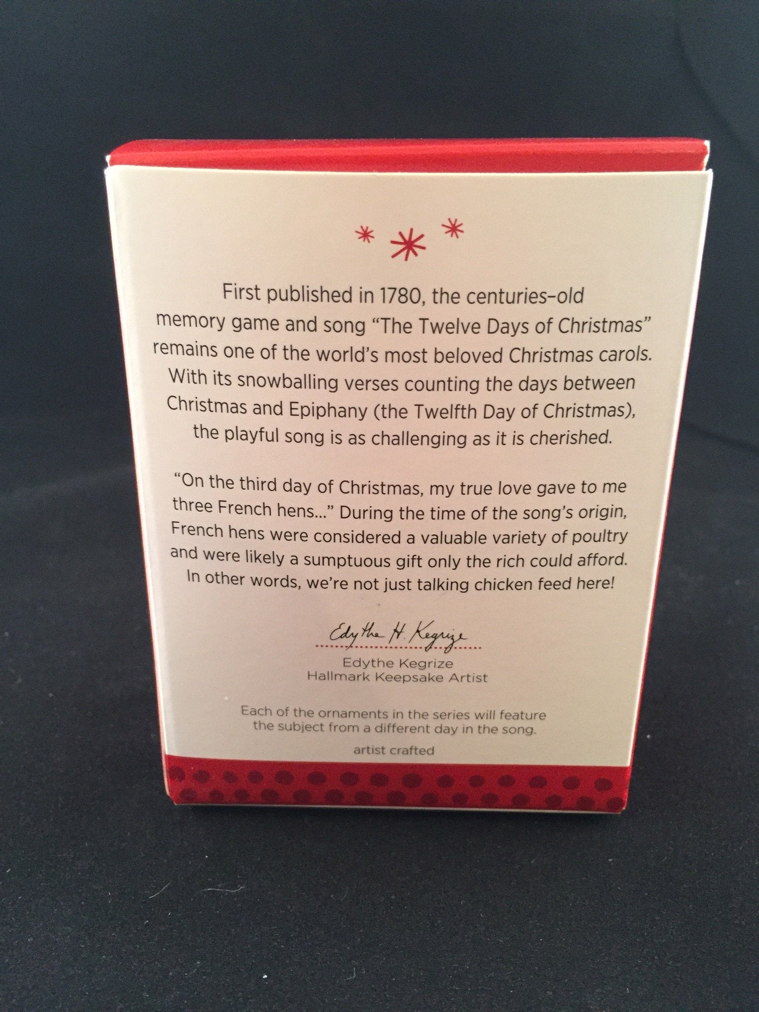 Hallmark Keepsake Ornament Three French Hens 3rd in Twelve Days of Christmas Series 2013