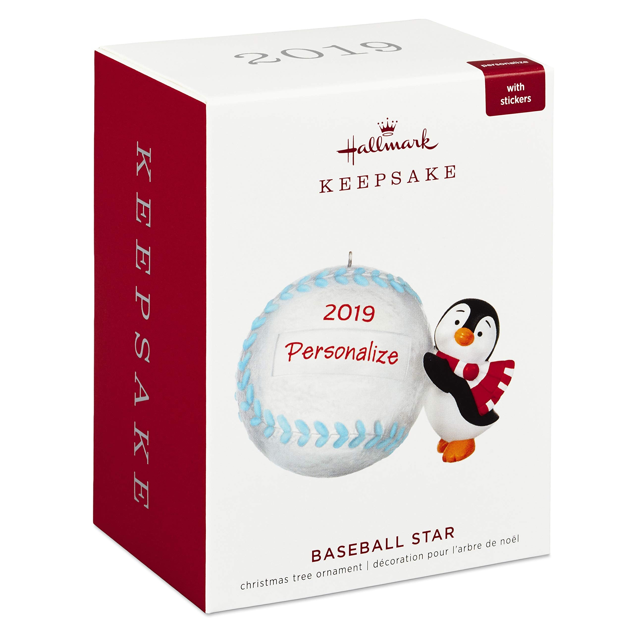Hallmark Keepsake Christmas 2019 Year Dated Baseball Star Penguin DIY Personalized Ornament,