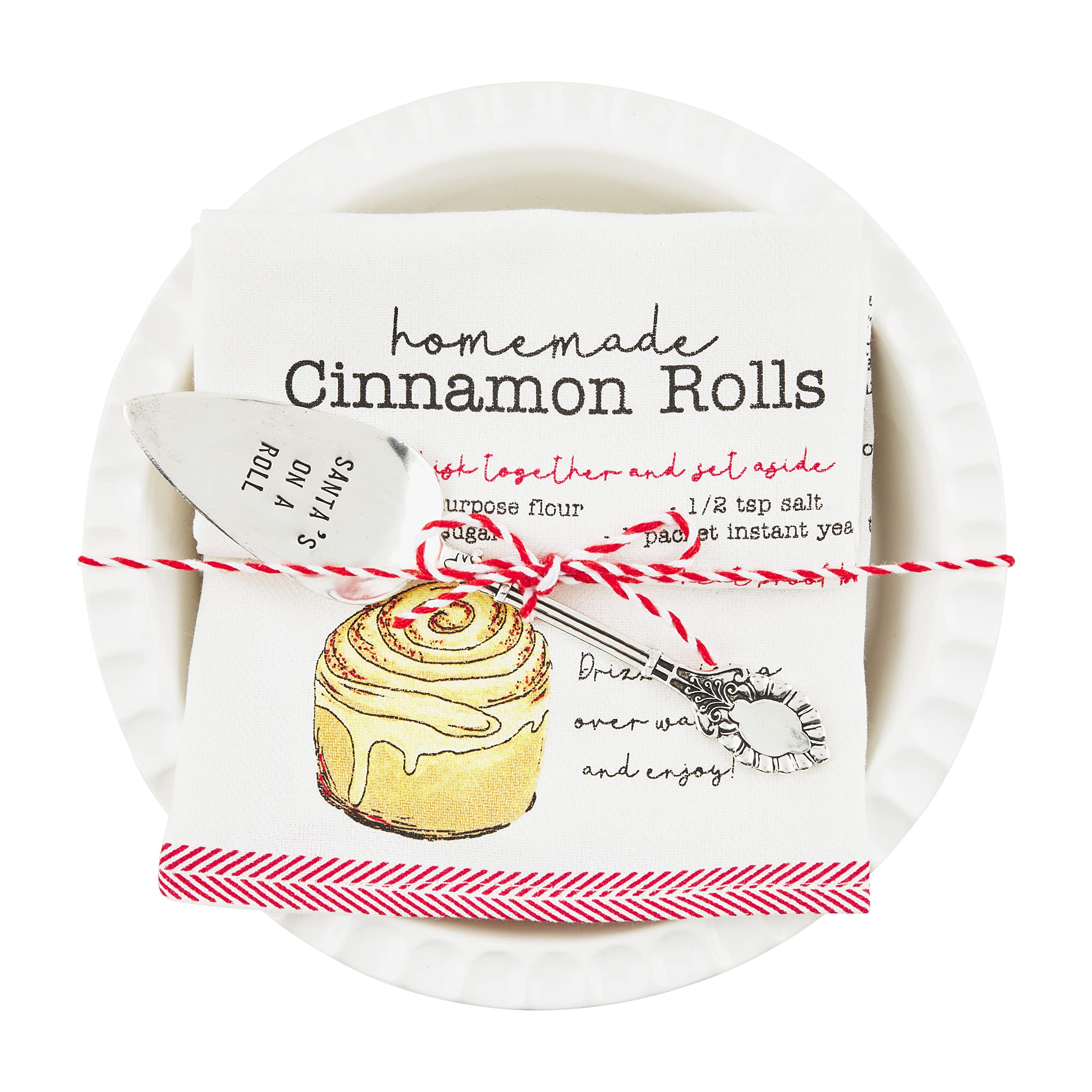 Mud Pie Cinnamon Roll Baker Set, White, 9" dia