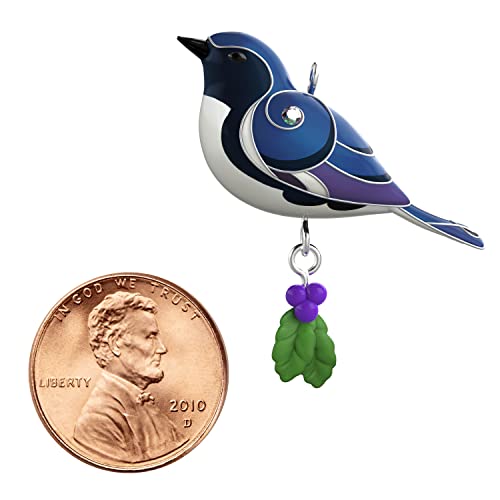 Hallmark Keepsake 1.3" Miniature Plastic Christmas Ornament 2022, Black-Throated Blue Warbler