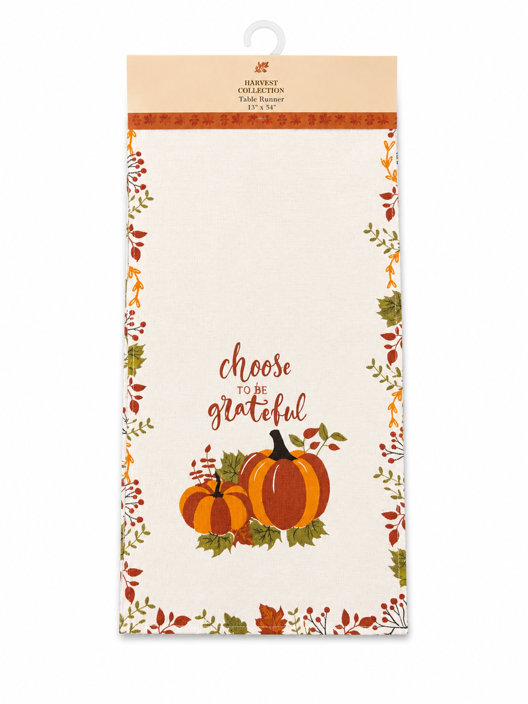 Nidico "Choose to be Grateful" Fall Table Runner (13" x 54") – Harvest Collection Botanical Pumpkin Table Runner
