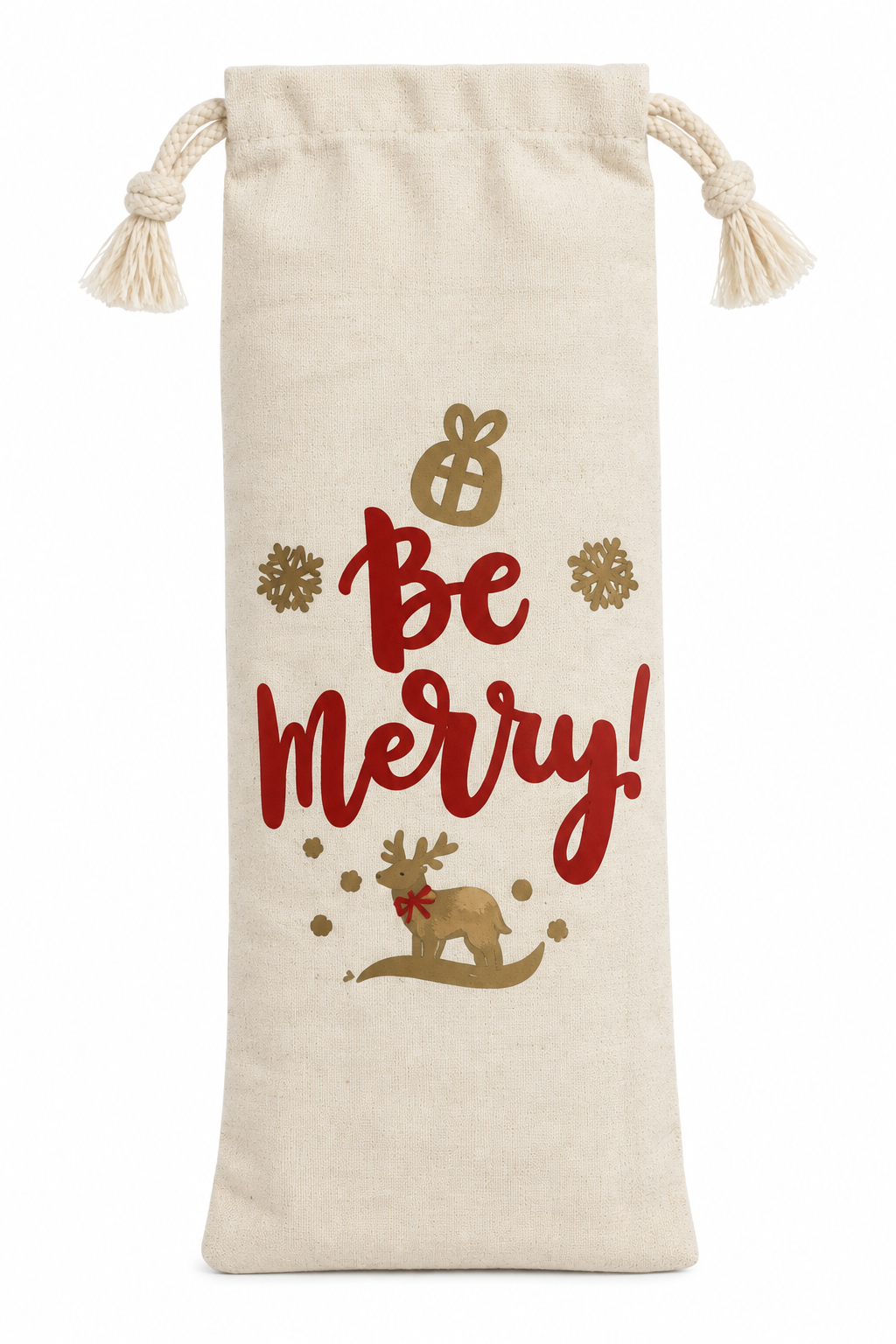 "Be Merry!" Canvas Nidico Christmas Wine Bag